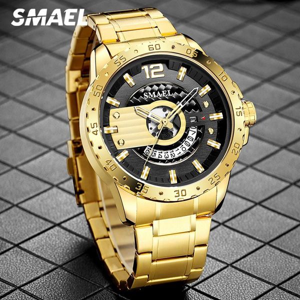 wristwatches smael golden full steel watches mens stainless waterproof wrist watch brand quartz sport men relogio masculino, Slivery;brown
wristwatches smael golden full steel watches mens stainless waterproof wrist watch brand quartz sport men relogio masculino, Slivery;brown