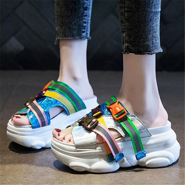 slippers summer women chunky luxury buckle 6.5cm wedges shoes fashion mixed colors platform sandals outdoor beach casual slides, Black
slippers summer women chunky luxury buckle 6.5cm wedges shoes fashion mixed colors platform sandals outdoor beach casual slides, Black