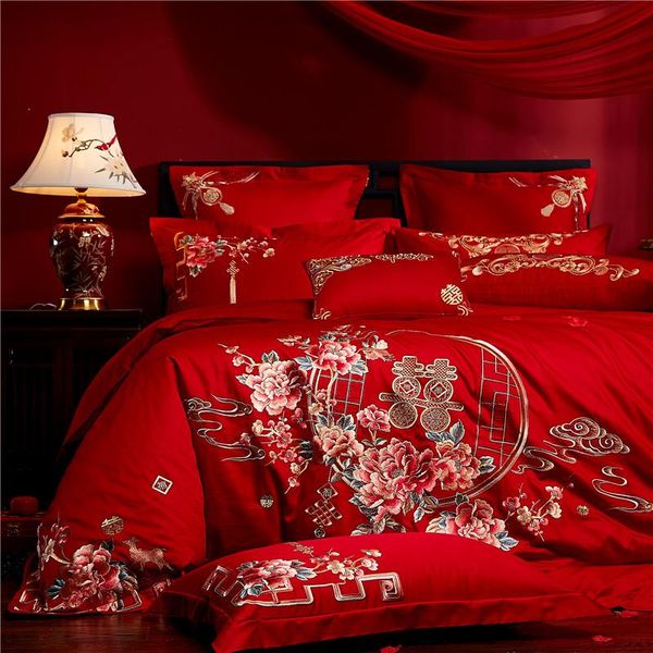 bedding sets oriental wedding four piece set big red double happiness embroidered quilt cover bed sheet combed cotton
bedding sets oriental wedding four piece set big red double happiness embroidered quilt cover bed sheet combed cotton