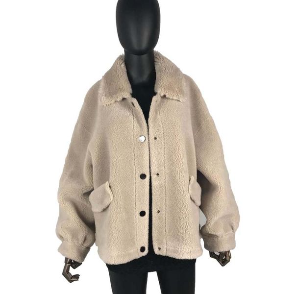 women's fur & faux short casual real sheep coat teddy bear wool jacket winter fashion warm outerwear oversize, Black
women's fur & faux short casual real sheep coat teddy bear wool jacket winter fashion warm outerwear oversize, Black