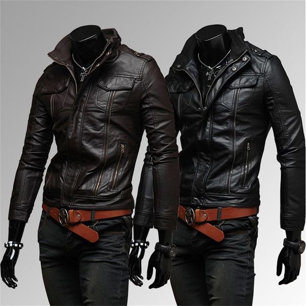 fashion leather men's coat epaulet pocket multi zipper stand collar motorcycle wallet, Black
fashion leather men's coat epaulet pocket multi zipper stand collar motorcycle wallet, Black