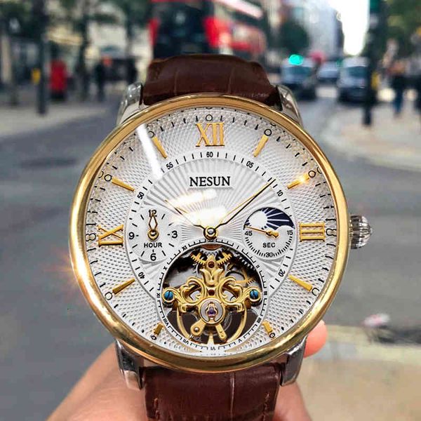 nesun men new fashion brand hollow automatic mechanical watches light-turning moon phase waterproof leather sport clock, Slivery;brown
nesun men new fashion brand hollow automatic mechanical watches light-turning moon phase waterproof leather sport clock, Slivery;brown
