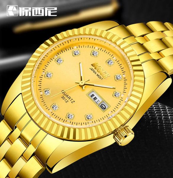 wristwatches bosck fashion golden steel belt men and women watch luminous pointer waterproof quartz date week display couple, Slivery;brown
wristwatches bosck fashion golden steel belt men and women watch luminous pointer waterproof quartz date week display couple, Slivery;brown