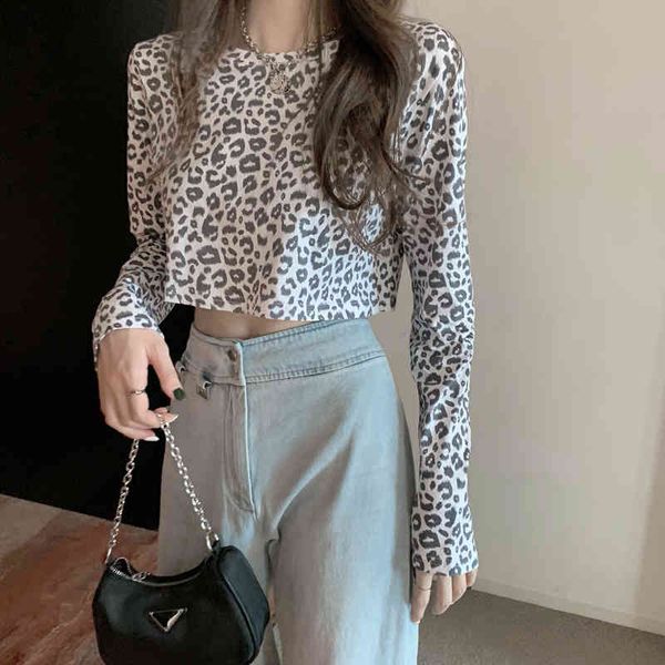 tshirt womens clothing autumn loose leopard print long-sleeved t-shirt women's short exposed belly 2208i 210420, White
tshirt womens clothing autumn loose leopard print long-sleeved t-shirt women's short exposed belly 2208i 210420, White