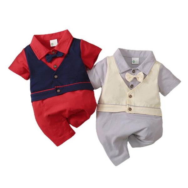 born baby boys gentleman romper one piece bow patchwork short sleeve turn down collar jumpsuits 2 color, Blue
born baby boys gentleman romper one piece bow patchwork short sleeve turn down collar jumpsuits 2 color, Blue