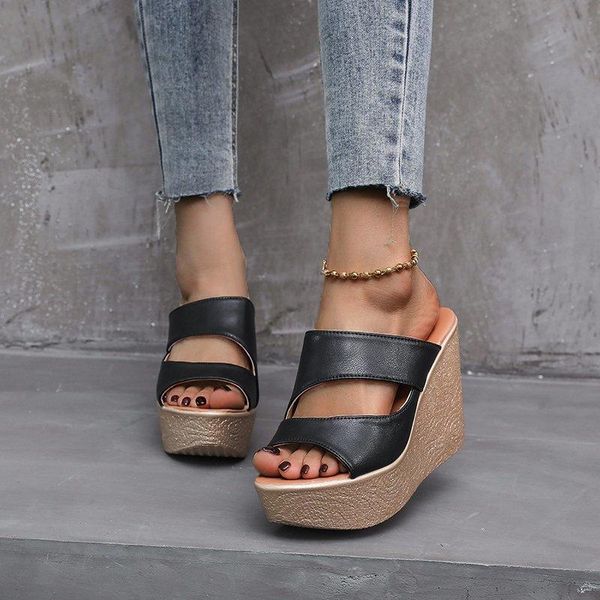 high heels slippers women wedding shoes summer 2021 cutout platform wedges slides ladies for office zapatos de mujer, Black
high heels slippers women wedding shoes summer 2021 cutout platform wedges slides ladies for office zapatos de mujer, Black