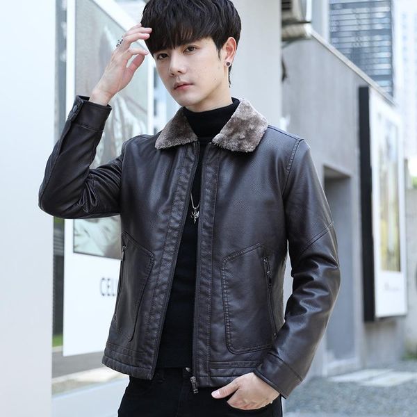 men's jackets korean casual winter leather fleece thickening slim fashion trend motorcycle handsome young all-match jacket, Black;brown
men's jackets korean casual winter leather fleece thickening slim fashion trend motorcycle handsome young all-match jacket, Black;brown