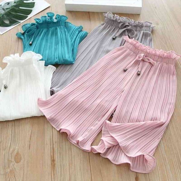 girls wide leg pants for kids summer chiffon breathable thin elastic trousers children solid casual cropped 3 8 years, Blue
girls wide leg pants for kids summer chiffon breathable thin elastic trousers children solid casual cropped 3 8 years, Blue