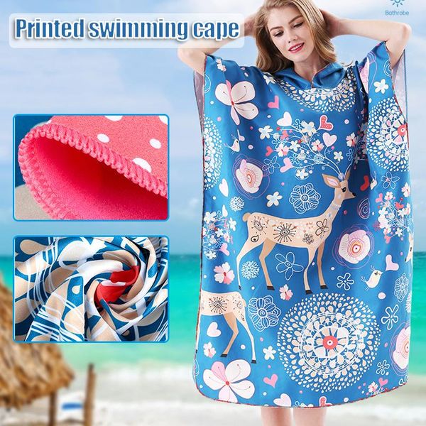 women's swimwear quick-drying hooded bathrobe loose printing swimming cloak multipurpose bath towel for outdoor beach, White;black
women's swimwear quick-drying hooded bathrobe loose printing swimming cloak multipurpose bath towel for outdoor beach, White;black