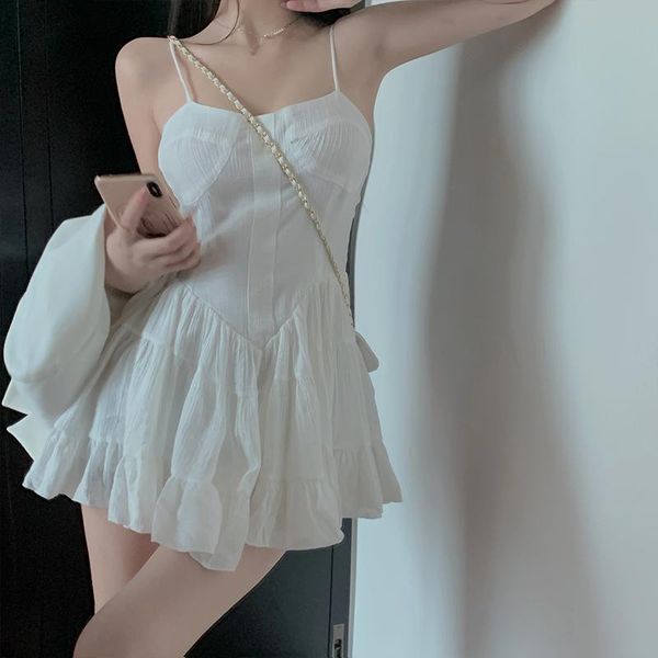 casual dresses white irregular ruffles spaghetti strap dress for women summer 2021 fashion korean style backless slim party holiday, Black;gray
casual dresses white irregular ruffles spaghetti strap dress for women summer 2021 fashion korean style backless slim party holiday, Black;gray