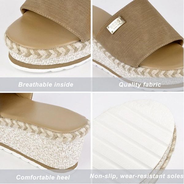 slippers ladies's wedge sequins slipper summer high heels slanted heel sandals fish mouth straw thick bottom wedges, Black
slippers ladies's wedge sequins slipper summer high heels slanted heel sandals fish mouth straw thick bottom wedges, Black