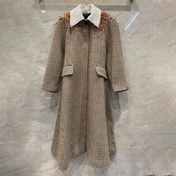 women's wool & blends designer high qualoty diamonds overcoat fashion elegant plaid woollen coat c761, Black
women's wool & blends designer high qualoty diamonds overcoat fashion elegant plaid woollen coat c761, Black
