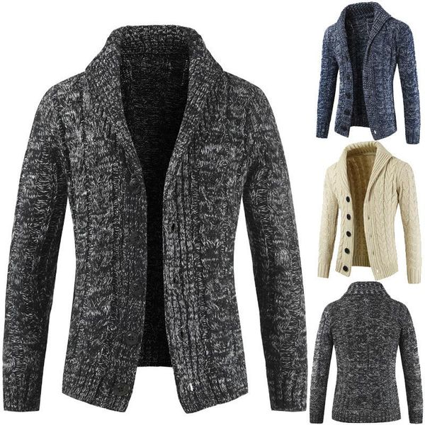men's sweaters long sleeved sweater lapel cardigan knitted coat fashion, White;black
men's sweaters long sleeved sweater lapel cardigan knitted coat fashion, White;black