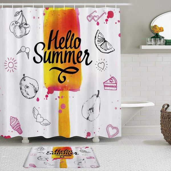 shower curtain sets with non-slip rugs,ice cream hello summer motivational quote with lime heart sun cake color splash image
shower curtain sets with non-slip rugs,ice cream hello summer motivational quote with lime heart sun cake color splash image