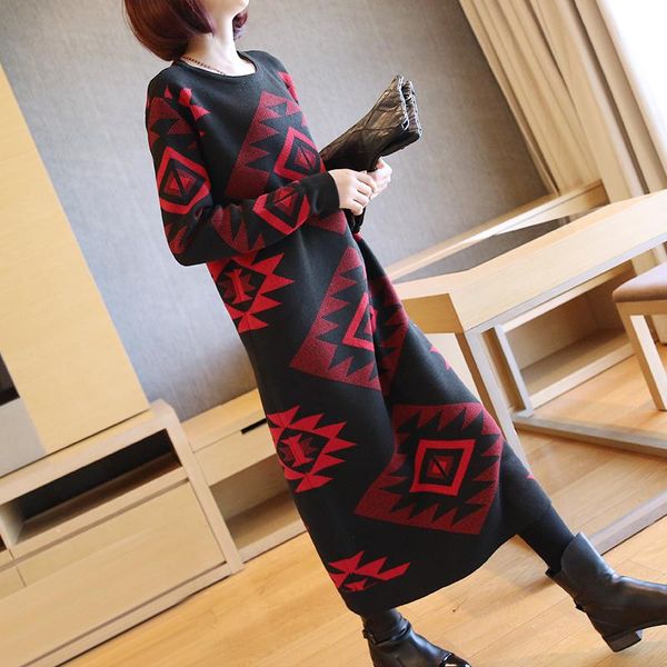 casual dresses women sweater retro dress korean 2021 autumn winter long-sleeve geometric boho loose pullover female knitted long hippie, Black;gray
casual dresses women sweater retro dress korean 2021 autumn winter long-sleeve geometric boho loose pullover female knitted long hippie, Black;gray