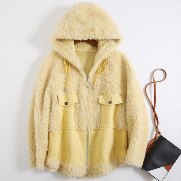women's fur & faux coat winter real women clothes 2021 sheep shearing wool jacket hooded korean oversize manteau femme hiver k676 kj342, Black
women's fur & faux coat winter real women clothes 2021 sheep shearing wool jacket hooded korean oversize manteau femme hiver k676 kj342, Black