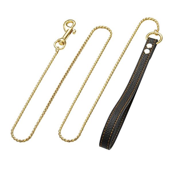 4mm thick golden stainless steel chain traction rope pet training welded pu leather bracelet dog collars & leashes
4mm thick golden stainless steel chain traction rope pet training welded pu leather bracelet dog collars & leashes