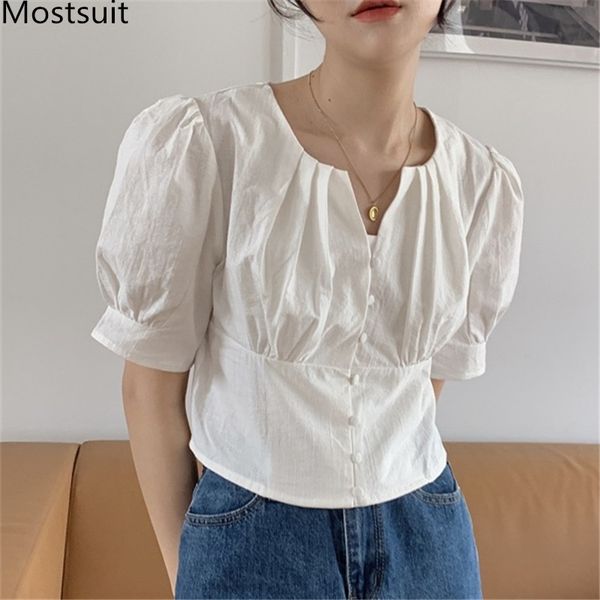 summer korean single-breasted short blouses women puff sleeve v-neck shirts solid casual fashion vintage elegant blusa 210518, White
summer korean single-breasted short blouses women puff sleeve v-neck shirts solid casual fashion vintage elegant blusa 210518, White