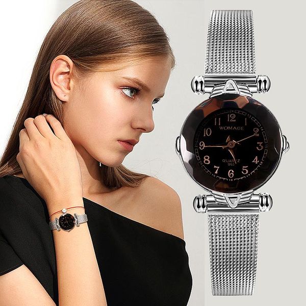 wristwatches womage silver mesh band quartz watches geometric surface casual women fashion women's small, Slivery;brown
wristwatches womage silver mesh band quartz watches geometric surface casual women fashion women's small, Slivery;brown