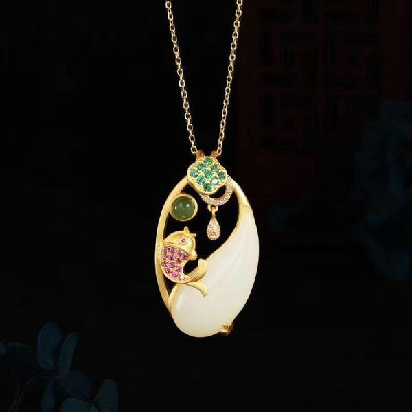 chains silver natural hetian white jade koi pendant necklace chinese style retro niche design light luxury charm women brand jewelry
chains silver natural hetian white jade koi pendant necklace chinese style retro niche design light luxury charm women brand jewelry
