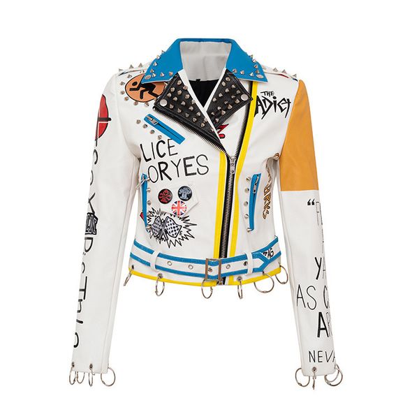 leather jacket autumn and winter street trendsetter's short slim fitting motorcycle coat, lapel, long sleeve graffiti, Black
leather jacket autumn and winter street trendsetter's short slim fitting motorcycle coat, lapel, long sleeve graffiti, Black