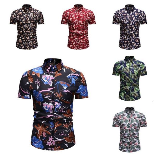 men's shirt men's fashion casual short sleeve floral shirt in summer of 2019, White;black
men's shirt men's fashion casual short sleeve floral shirt in summer of 2019, White;black