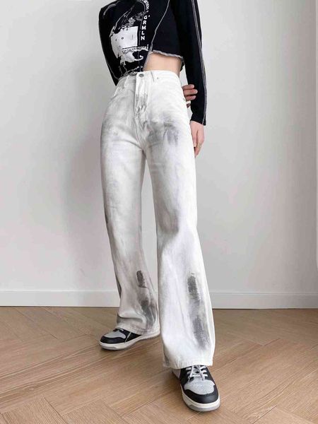 women's pants & capris 2021 women wide leg pant femme high waist button slim splashed ink jeans casual denim pantalon autumn winter tro, Black;white
women's pants & capris 2021 women wide leg pant femme high waist button slim splashed ink jeans casual denim pantalon autumn winter tro, Black;white