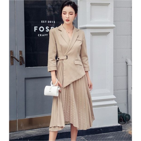 autumn winter ladies temperament dress fashion suit collar pleated slim elegant 210531, Black;gray
autumn winter ladies temperament dress fashion suit collar pleated slim elegant 210531, Black;gray