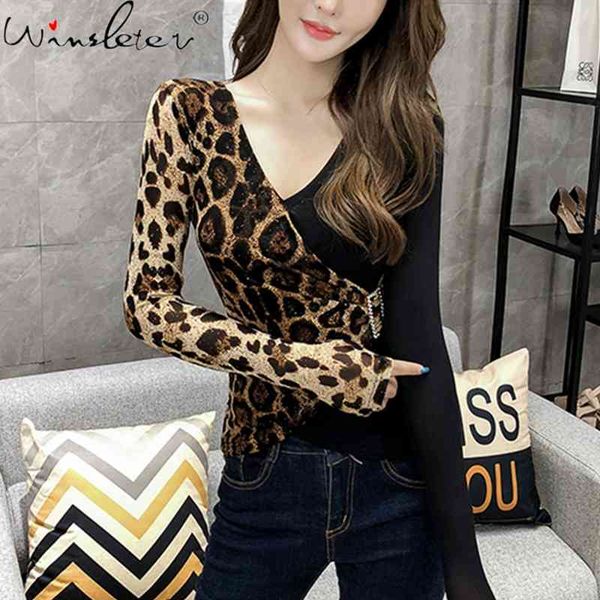 women's t-shirt fall winter european clothes t-shirt v-neck patchwork print leopard women ropa mujer long sleeve mesh te, White
women's t-shirt fall winter european clothes t-shirt v-neck patchwork print leopard women ropa mujer long sleeve mesh te, White