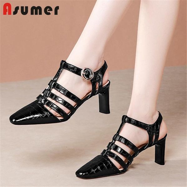 genuine leather shoes women sandals square toe hollow out summer high heels ladies party, Black
genuine leather shoes women sandals square toe hollow out summer high heels ladies party, Black