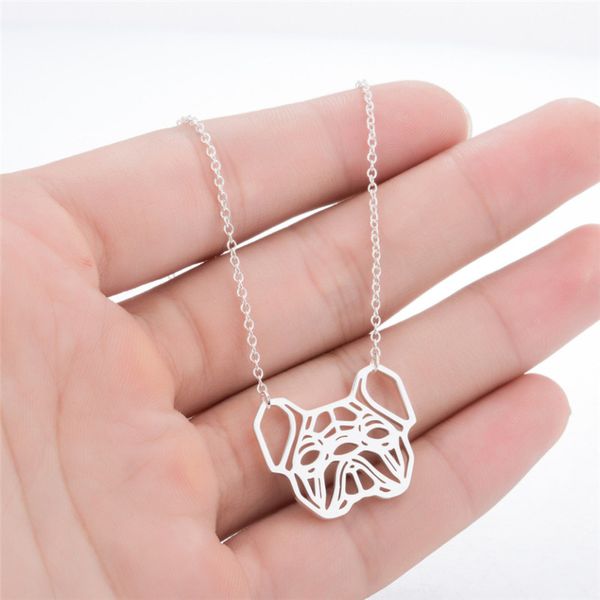 french bulldog big dog necklace pendant origami cute animals geometric collar bone to send friends gifts, Silver
french bulldog big dog necklace pendant origami cute animals geometric collar bone to send friends gifts, Silver