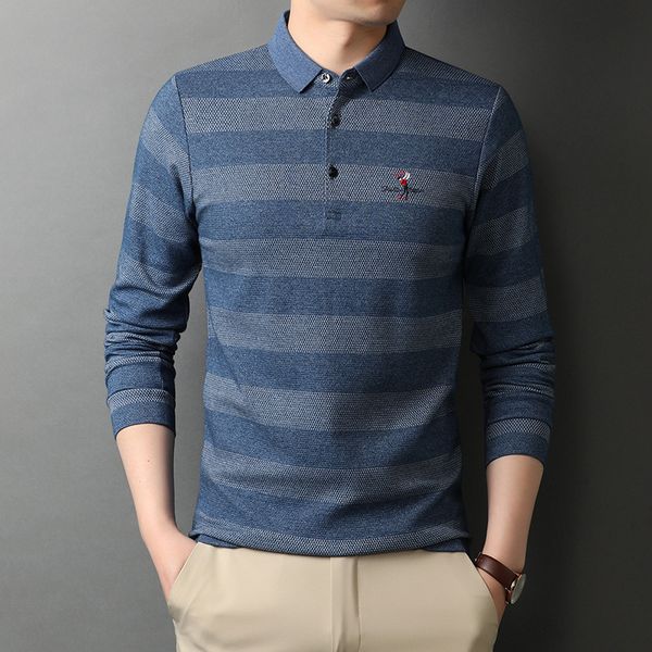 2021 spring and autumn lapel thin long sleeve t-shirt men's casual youth stripe pullover bottomed shirt, Black
2021 spring and autumn lapel thin long sleeve t-shirt men's casual youth stripe pullover bottomed shirt, Black