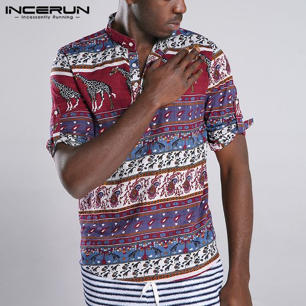 men's casual shirts incerun ethnic style vintage print men shirt half sleeve stand collar blouse bohemian beach hawaiian 5xl bwzn, White;black
men's casual shirts incerun ethnic style vintage print men shirt half sleeve stand collar blouse bohemian beach hawaiian 5xl bwzn, White;black
