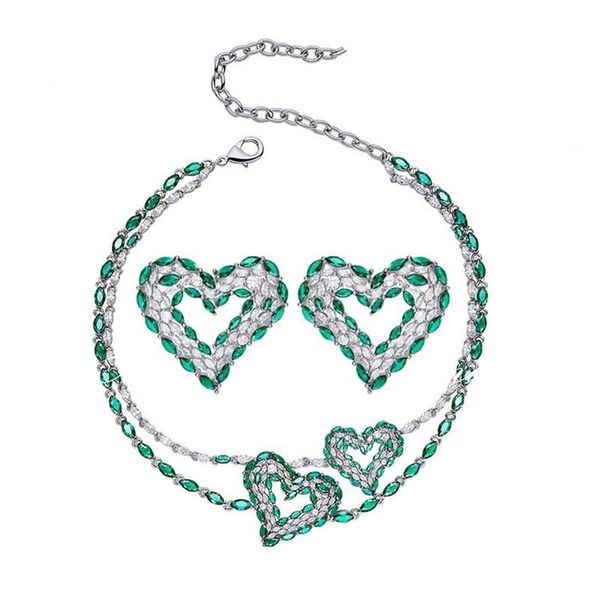 earrings & necklace 2021 france fashion silver color green zircon heart double-deck cz crystal luxury women stud party jewelry
earrings & necklace 2021 france fashion silver color green zircon heart double-deck cz crystal luxury women stud party jewelry