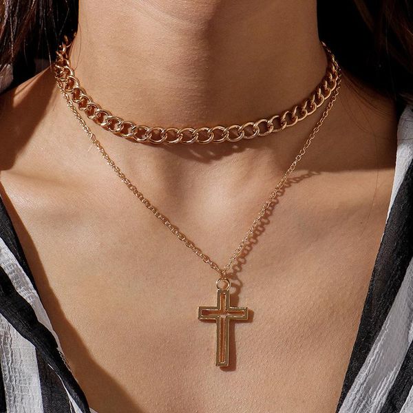 chokers vintage hollow cross pendant gothic choker necklace punk neck chains women men cuba link chain goth collier jewelry, Golden;silver
chokers vintage hollow cross pendant gothic choker necklace punk neck chains women men cuba link chain goth collier jewelry, Golden;silver