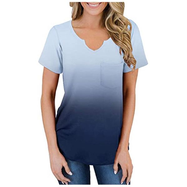women's t-shirt loose v-neck short sleeve gradient tie-dye printed summer casual, White
women's t-shirt loose v-neck short sleeve gradient tie-dye printed summer casual, White