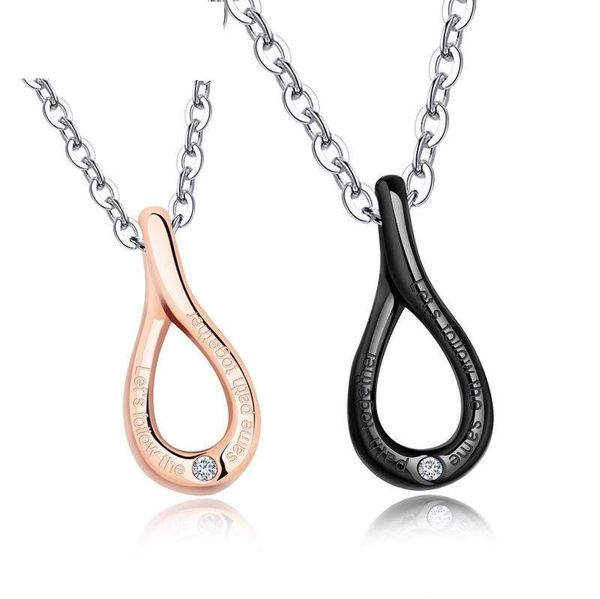 pendant necklaces fashion drop shaped couple titanium steel zircon men and women, Silver
pendant necklaces fashion drop shaped couple titanium steel zircon men and women, Silver