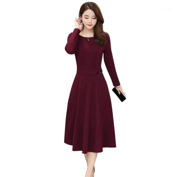 women autumn winter round neck slim dress over the knee long sleeve solid color casual dresses, Black;gray
women autumn winter round neck slim dress over the knee long sleeve solid color casual dresses, Black;gray