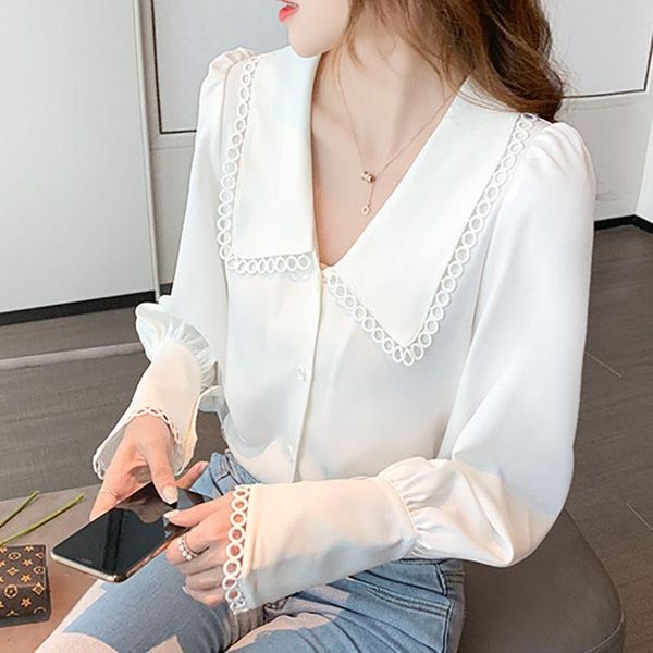 women's blouses & shirts 2021 summer women fashion casual chiffon white v-neck lace decoration loose plus size elegant blouse office la
women's blouses & shirts 2021 summer women fashion casual chiffon white v-neck lace decoration loose plus size elegant blouse office la