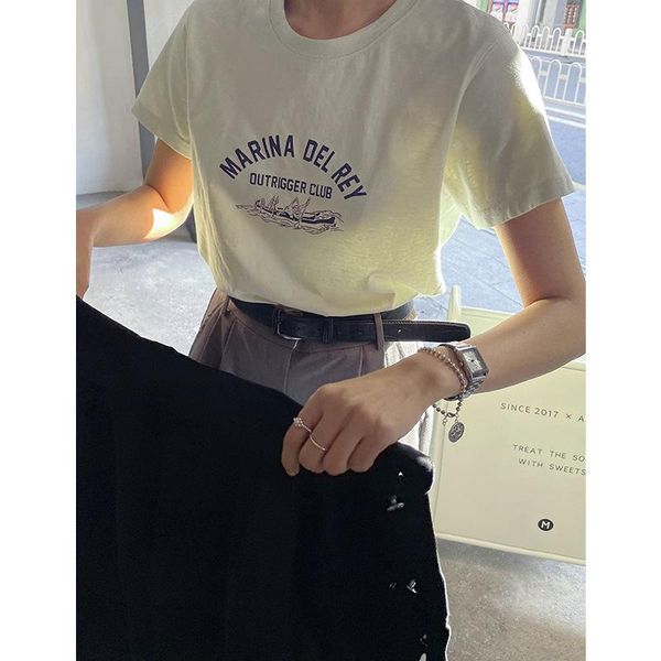 women's t-shirt 2021 spring and summer letter print short-sleeve loose ins versatile inner match top, White
women's t-shirt 2021 spring and summer letter print short-sleeve loose ins versatile inner match top, White
