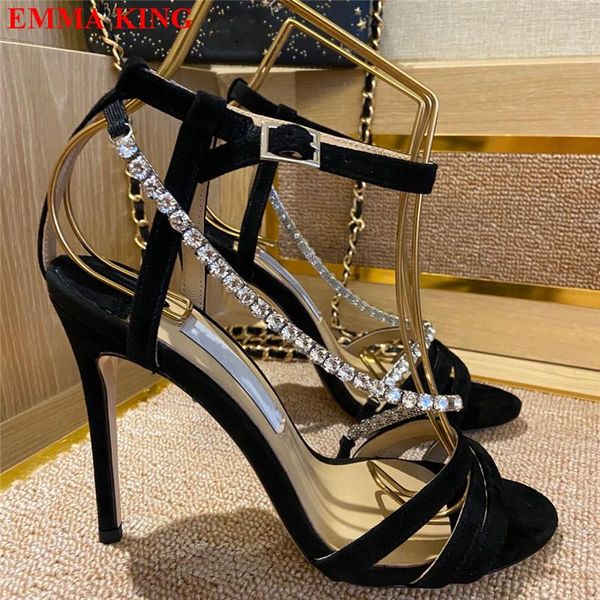 sandals suede women crystal gladiator summer brand heel wedding shoes for woman 2021 ankle strap party, Black
sandals suede women crystal gladiator summer brand heel wedding shoes for woman 2021 ankle strap party, Black