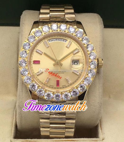44mm day date a2813 automatic mens watch 18k yellow gold big diamond bezel champagne dial stick markers stainless steel bracelet watches tim, Slivery;brown
44mm day date a2813 automatic mens watch 18k yellow gold big diamond bezel champagne dial stick markers stainless steel bracelet watches tim, Slivery;brown