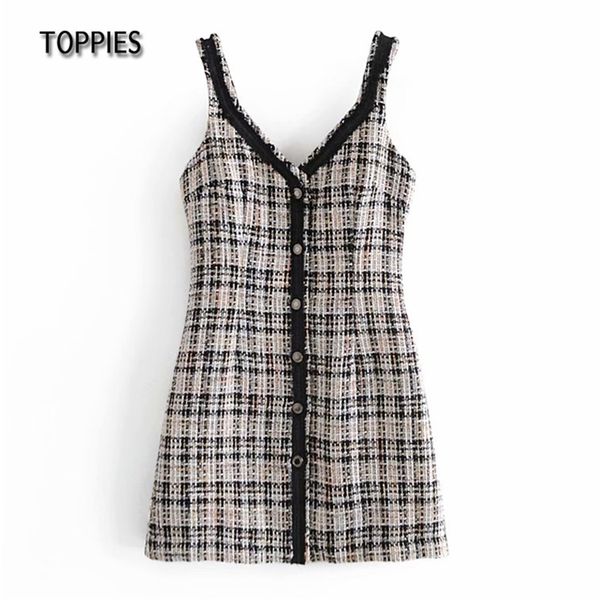 vintage twill tweed dress women slim mini dresses front single breasted casual camisoles 210421, Black;gray
vintage twill tweed dress women slim mini dresses front single breasted casual camisoles 210421, Black;gray
