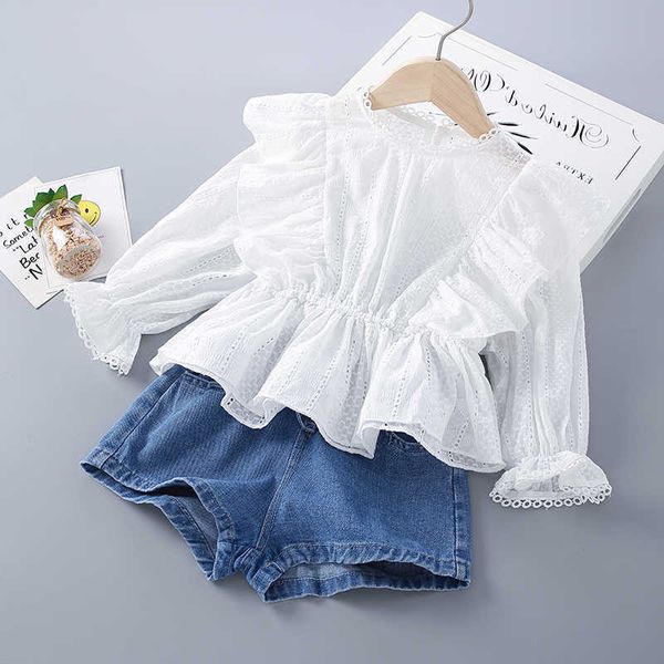2-7 years spring girl clothing set fashion casual floral solid shirt + jeans kid children girls 210615, White
2-7 years spring girl clothing set fashion casual floral solid shirt + jeans kid children girls 210615, White