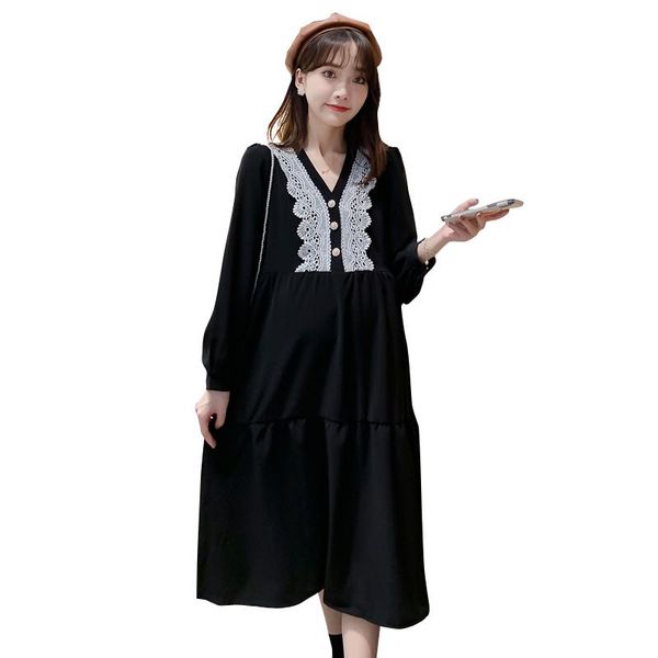 maternity dresses 2021 autumn long sleeve pregnant women dress lace patchwork v-neck black plus size pregnancy cotton loose, White
maternity dresses 2021 autumn long sleeve pregnant women dress lace patchwork v-neck black plus size pregnancy cotton loose, White