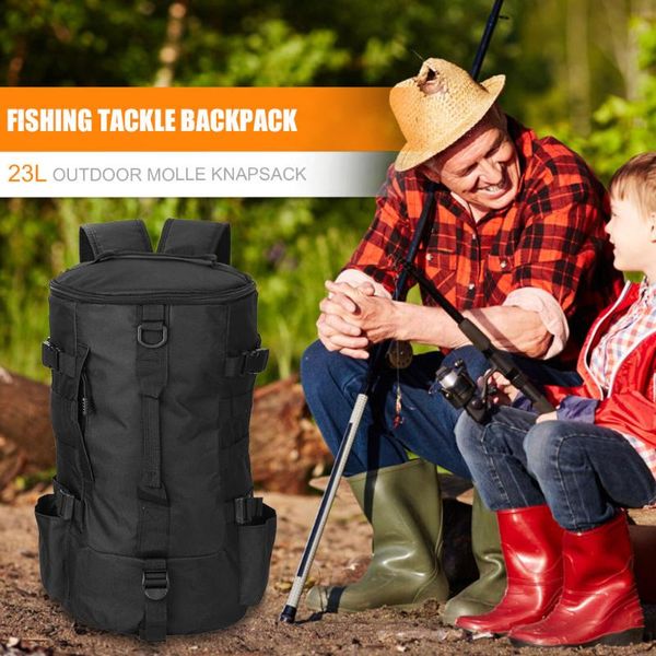 fishing accessories gear backpack multifunctional large capacity cylindrical shaped rod lure bait hook storage carry bags