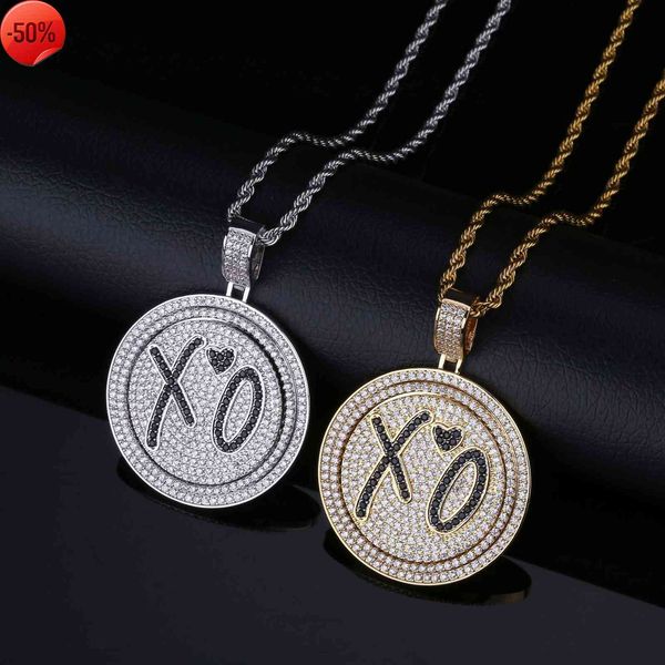 jin'ao jewelry xo rap pendant is inlaid with zircon and can be rotated double disc necklace, Silver
jin'ao jewelry xo rap pendant is inlaid with zircon and can be rotated double disc necklace, Silver