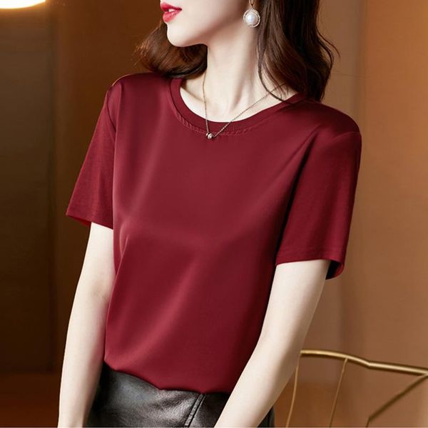 women's t-shirt s-3xl summer satin stitching modal shirt round neck fashion women short-sleeved plus size female, White
women's t-shirt s-3xl summer satin stitching modal shirt round neck fashion women short-sleeved plus size female, White