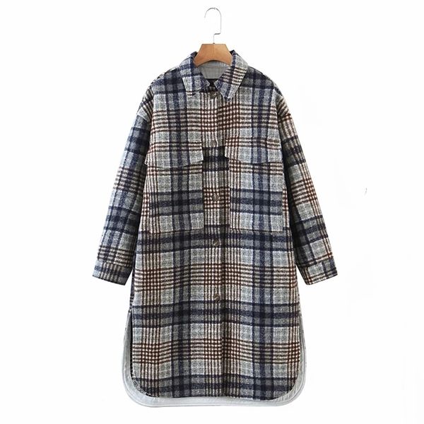 women long plaid jackets spring autumn oversized coat fashion loose outwear vintage elegant streetwear ropa mujer 210524, Black;brown
women long plaid jackets spring autumn oversized coat fashion loose outwear vintage elegant streetwear ropa mujer 210524, Black;brown