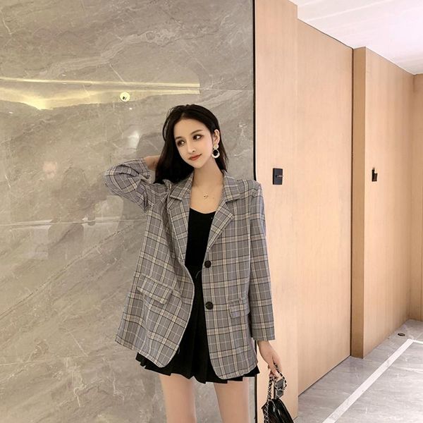 women's suits & blazers 2021 autumn and winter korean retro fashion mid-length coat lapel thin section temperament plaid office small s, White;black
women's suits & blazers 2021 autumn and winter korean retro fashion mid-length coat lapel thin section temperament plaid office small s, White;black